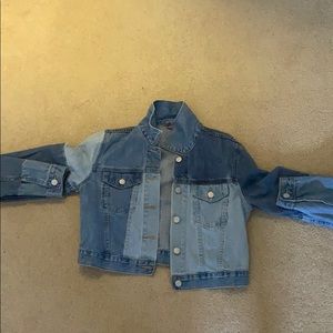 Gap cropped two-tone jean jacket